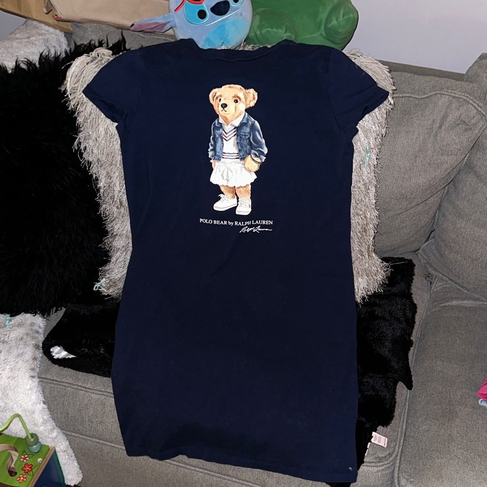 Ralph Lauren Navy Dress with Polo Bear Graphic